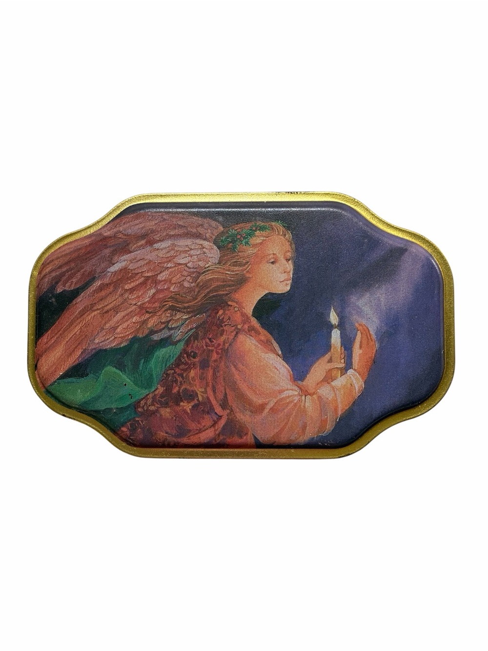 Vintage Angel Motif Decorative Tin Trinket Box 1997